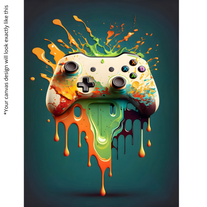 Pixel Drip – Gamer Controller Splash Canvas Art - Image 5