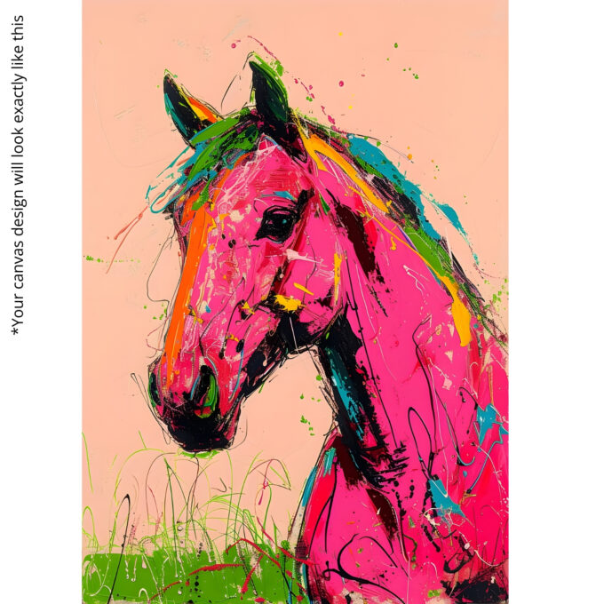 Neon Stallion Canvas Wall Art – Colorful Horse Abstract Painting - Image 5