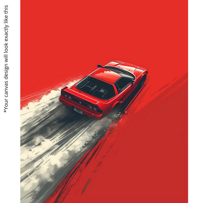 Crimson Drift Canvas Wall Art – Red Sports Car in Motion Poster - Image 5