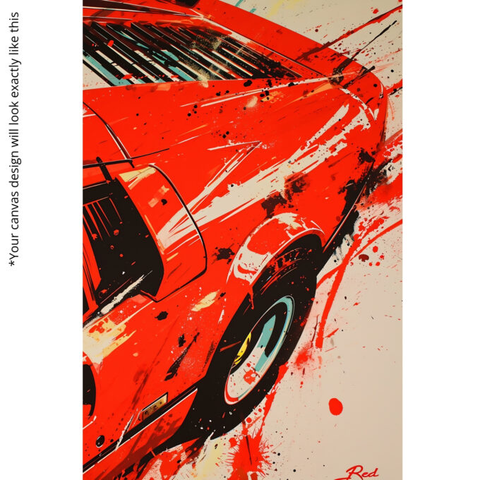 Vintage Red Speed Burst Car Art – Classic Canvas Wall Print - Image 5