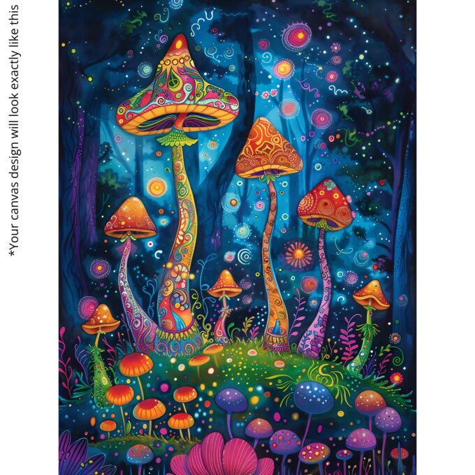 Mushroom Mirage – Psychedelic Forest Canvas Wall Art - Image 5