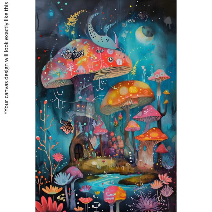 Mushroom Hollow – Enchanted Forest Canvas Wall Art - Image 5