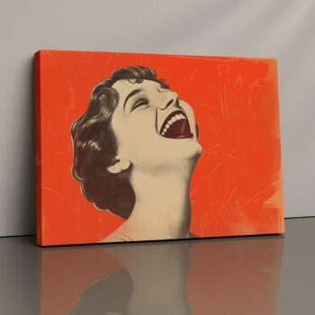 Retro Pulse pop art woman laughing canvas print by Artfy Canvas – bold vintage wall décor