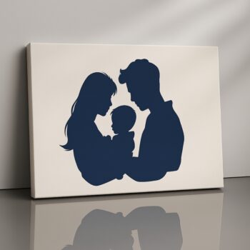 Silhouette Code family silhouette parenting canvas print by Artfy Canvas – minimalist love-inspired wall décor