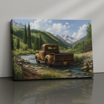 Rustic Echo vintage truck countryside mountain canvas print by Artfy Canvas – rustic nostalgic wall décor