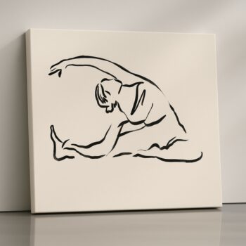 Neural Stretch yoga-inspired line art canvas print by Artfy Canvas – mindful minimalist décor