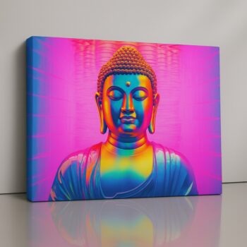 Sunset Enlightenment Buddha Canvas Print under Bodhi tree at sunset.