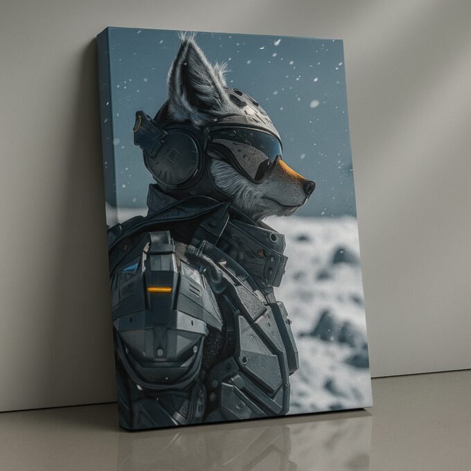 Cyber Fox Sentinel Canvas Wall Art