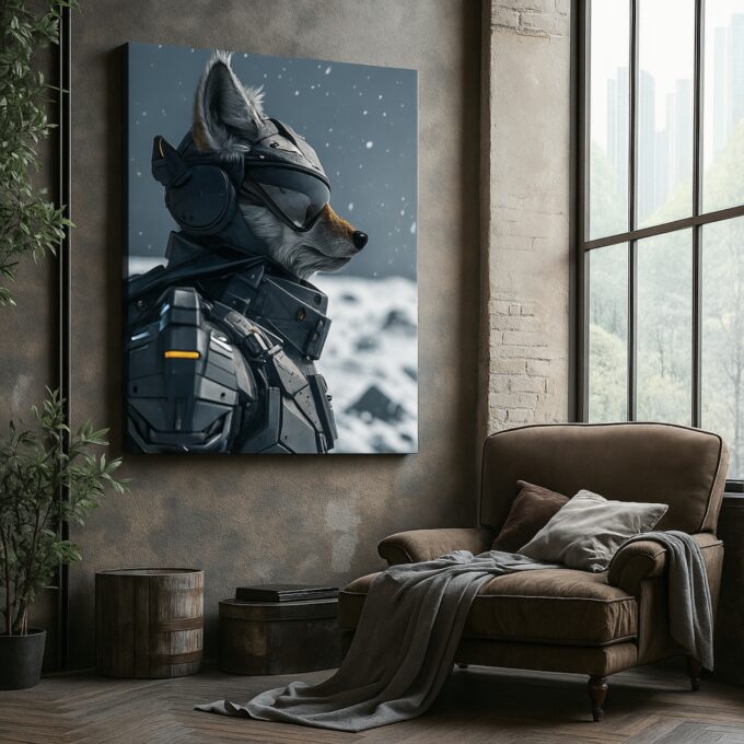 Cyber Fox Sentinel Canvas Wall Art - Image 2