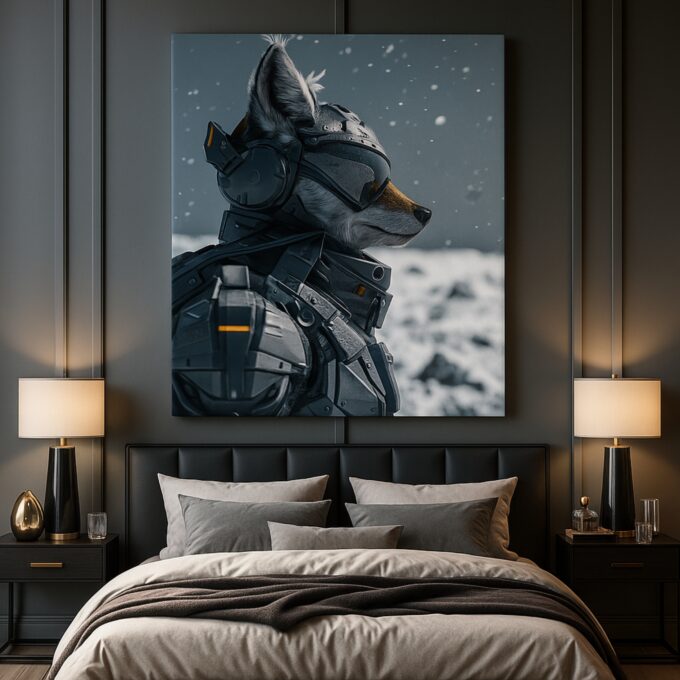 Cyber Fox Sentinel Canvas Wall Art - Image 3