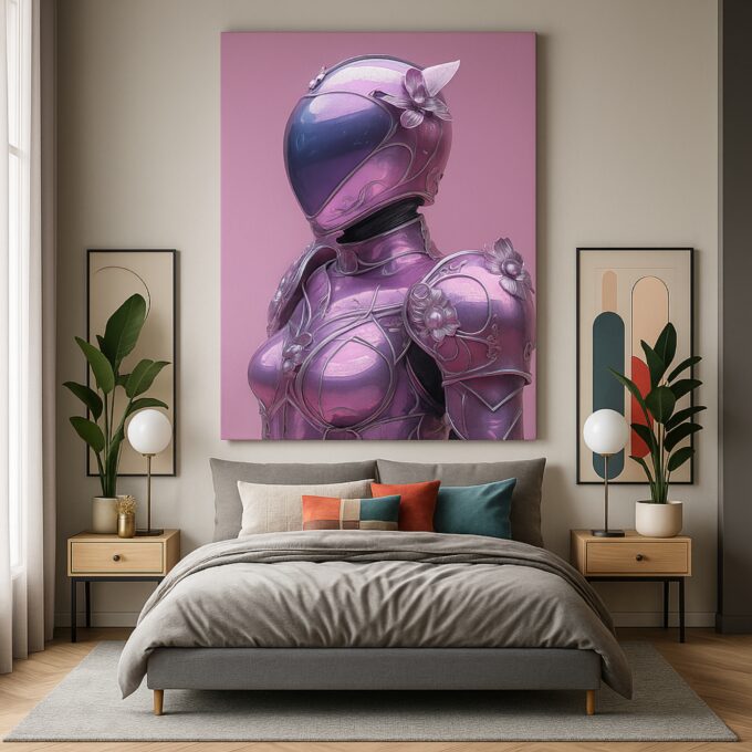 Neon Valkyrie Canvas Wall Art - Image 3