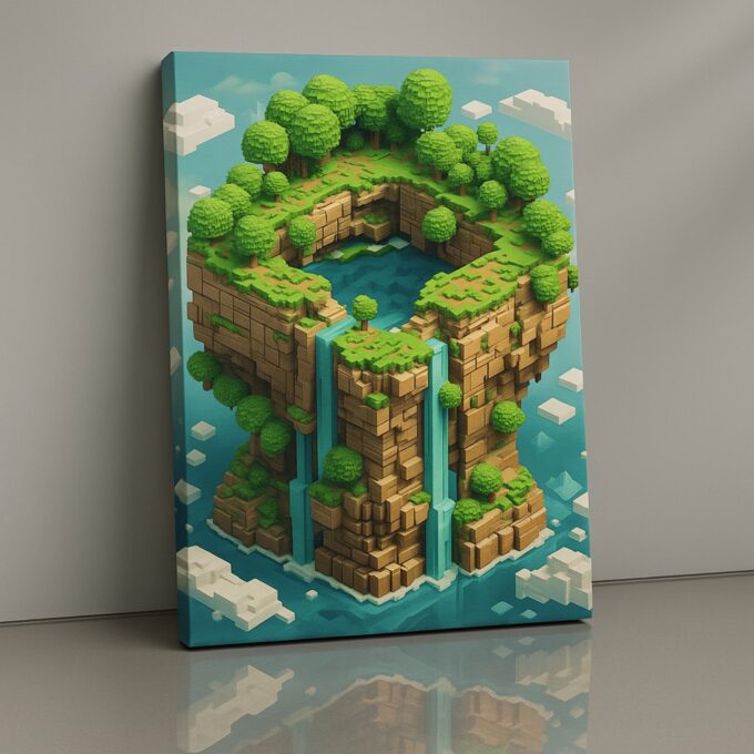 Skyblock Falls Canvas Wall Art
