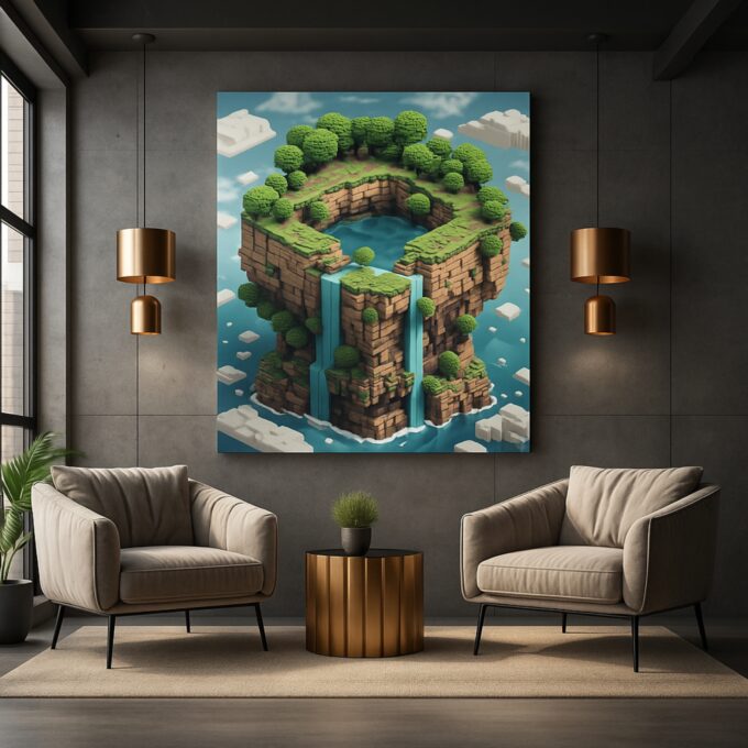Skyblock Falls Canvas Wall Art - Image 2