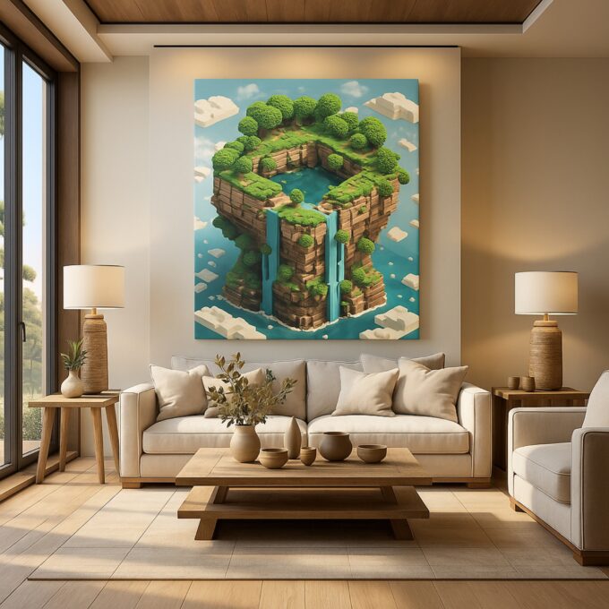 Skyblock Falls Canvas Wall Art - Image 3