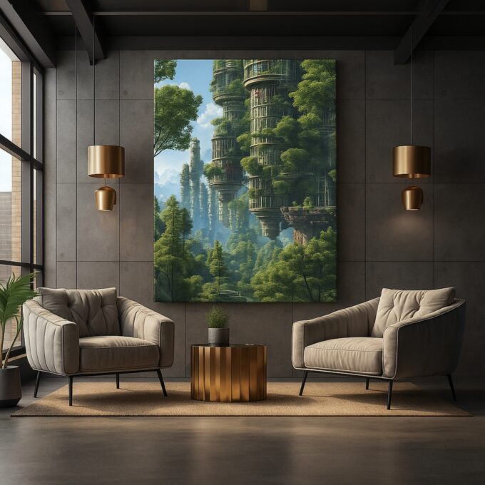 Verdant Towers Canvas Wall Art - Image 2