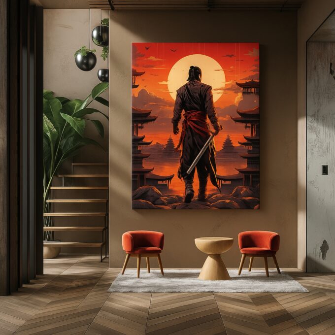 Samurai Dusk Canvas Wall Art - Image 2