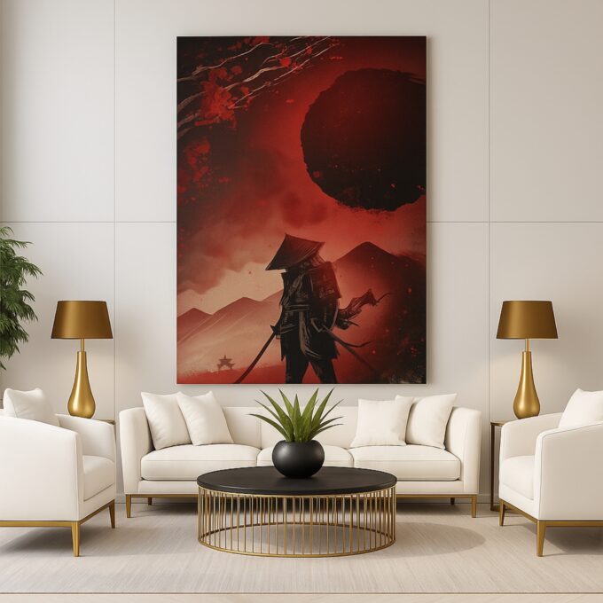 Crimson Eclipse Canvas Wall Art - Image 2
