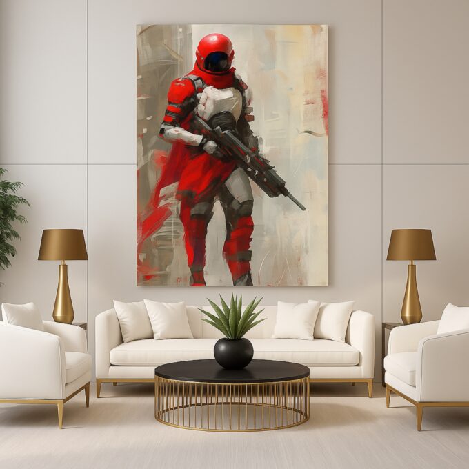 Crimson Sentinel Canvas Wall Art - Image 2