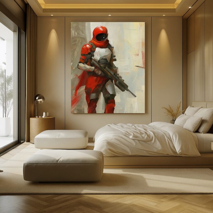 Crimson Sentinel Canvas Wall Art - Image 3