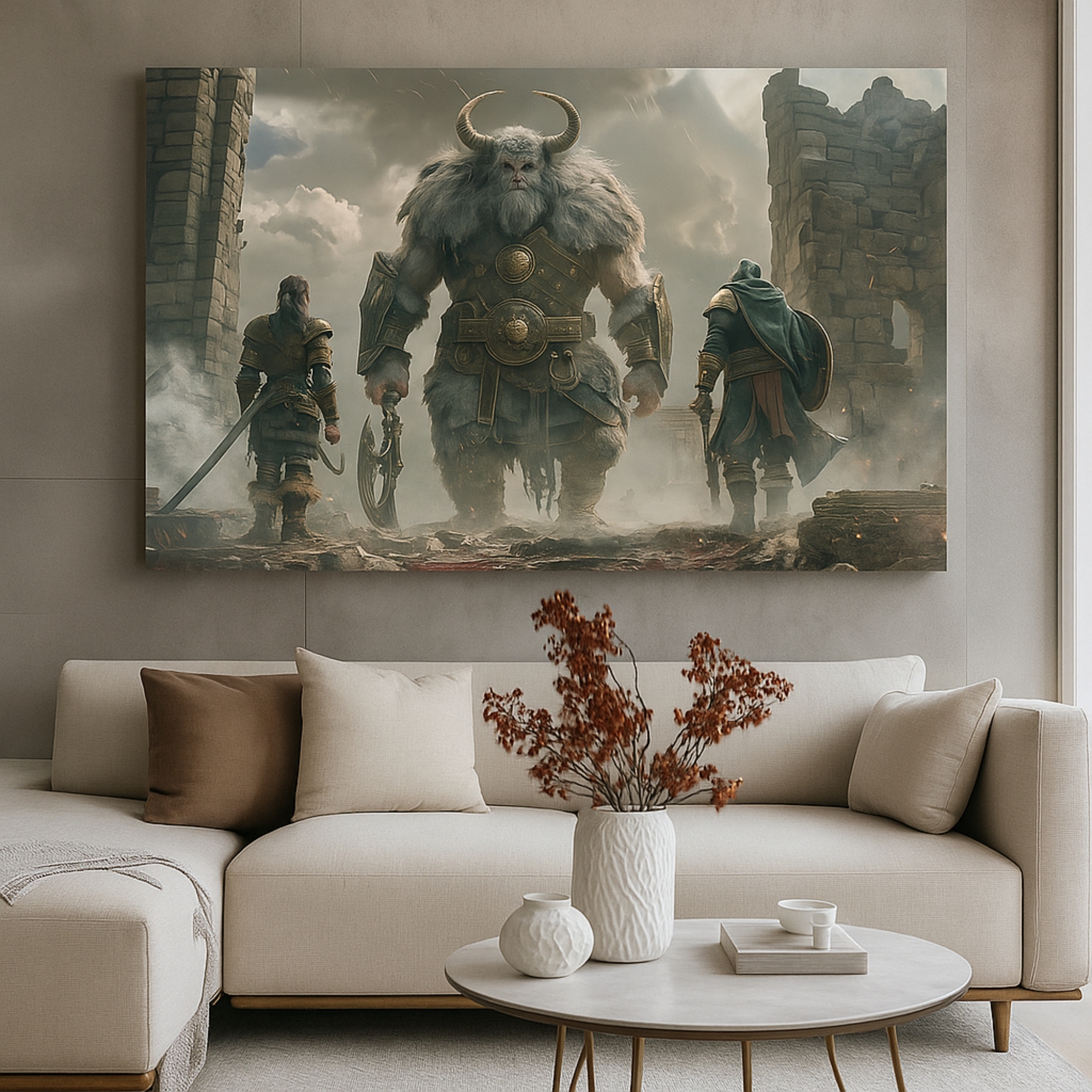 Canvas Print of Titan’s Challenge – Mythic Standoff | Artfy - Image 2