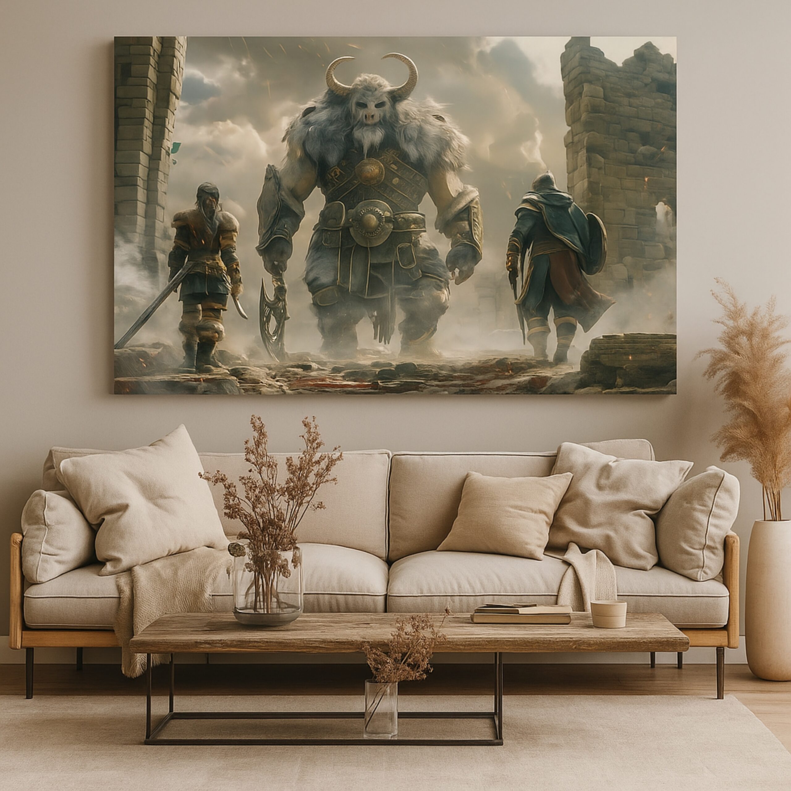 Canvas Print of Titan’s Challenge – Mythic Standoff | Artfy - Image 3