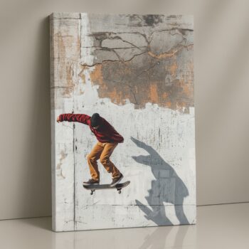 Shadow Ride skateboarding canvas print – modern urban sports artwork