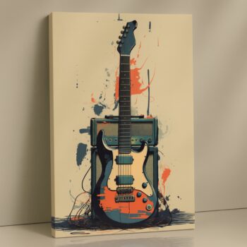 Vintage Rock Strings guitar canvas print – music-inspired wall décor