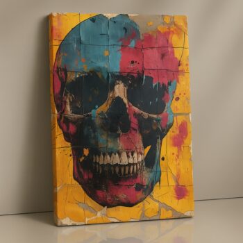 Cracked Skull Colors skull canvas print – neon edgy wall décor