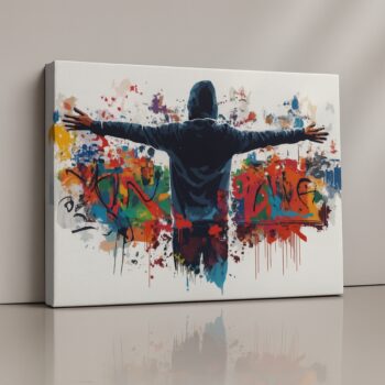 Neon Beat Master graffiti DJ neon wall canvas print by Artfy Canvas – nightlife street décor