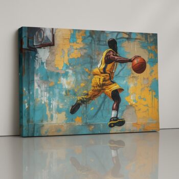 Court Slam Energy graffiti basketball slam canvas print by Artfy Canvas – sports street wall art