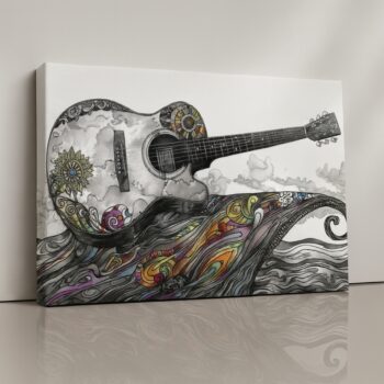 Psychedelic Guitar Waves music graffiti canvas print by Artfy Canvas – colorful bohemian art