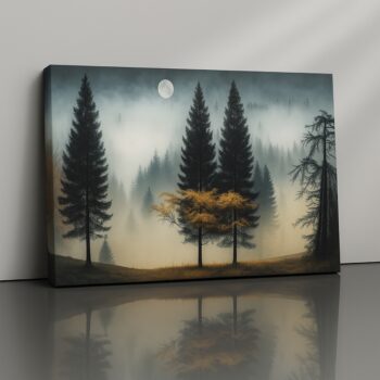 Moonlit Silence forest under silver moon canvas print by Artfy Canvas – mystical night wall décor
