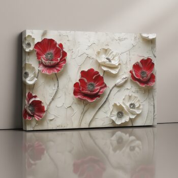 Crimson Relief canvas print by Artfy Canvas – textured floral painting for statement décor