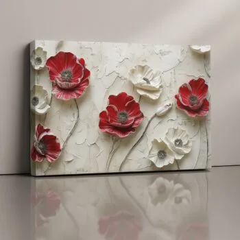 Crimson Relief canvas print by Artfy Canvas – textured floral painting for statement décor