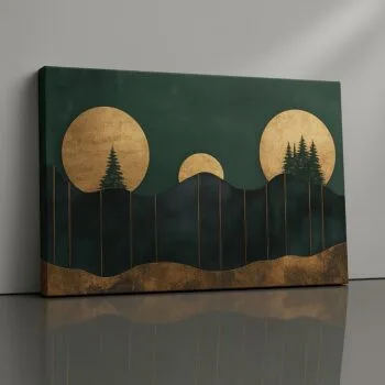 Gilded Wilderness metallic gold and green nature canvas print – luxury wall décor by Artfy Canvas