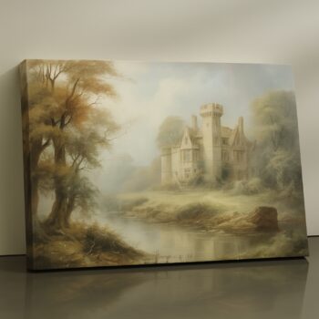 Romantic autumn horse carriage cityscape – heritage European wall art by Artfy Canvas