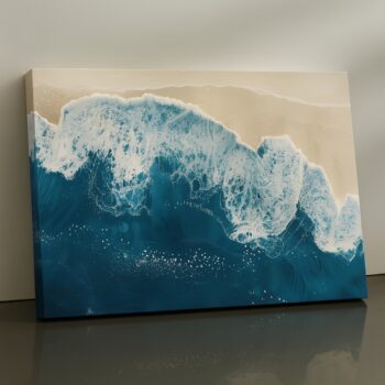 Ocean shoreline canvas print – turquoise beach and waves coastal wall art by Artfy Canvas