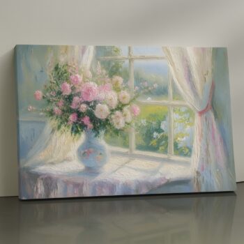 Ether Horizon Canvas Print – cave opening to pastel coastline, coastal wall décor by Artfy Canvas