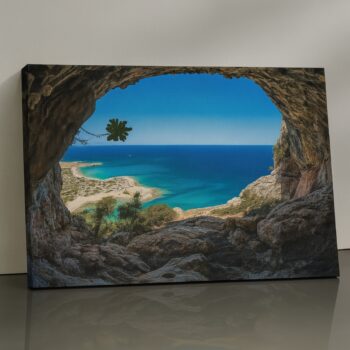 Portal Vista Canvas Print – surreal embroidered-texture meadow & river wall art by Artfy Canvas