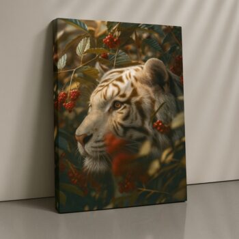Crimson Silence white tiger wildlife canvas print by Artfy Canvas – animal canvas painting, wall paintings, artwork for wall décor