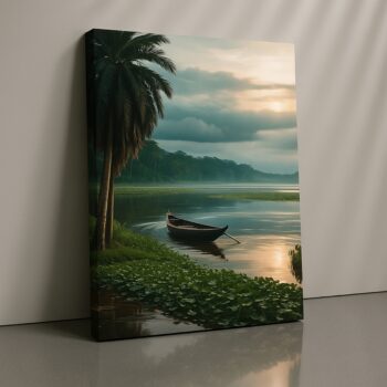 Still Waters boat sunset seascape canvas print by Artfy Canvas – nautical canvas painting, wall paintings, artwork for wall décor