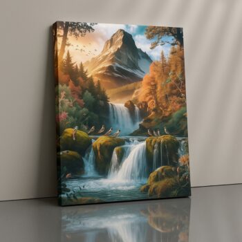 Whispering Peaks mountain landscape canvas print by Artfy Canvas – scenic nature canvas painting, wall paintings, artwork for wall décor