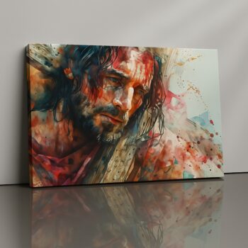 Crosswave Echoes Canvas Print featuring Jesus in vivid color tones.