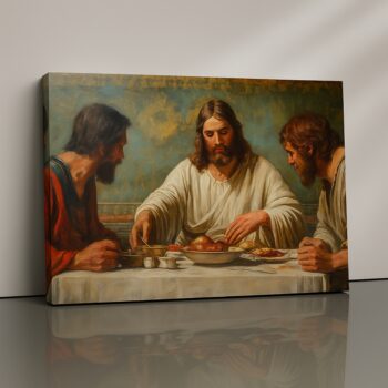 Quantum Supper Canvas Print featuring Jesus in faithful communion.
