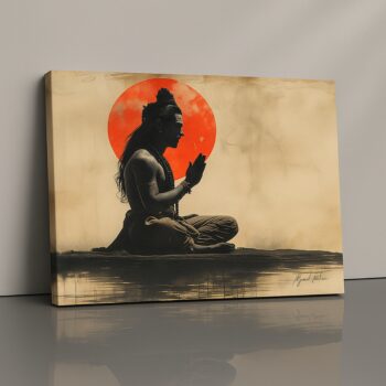 Shivatek Horizon Canvas Print featuring Lord Shiva in meditation.
