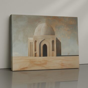 Sandbyte Temple Canvas Print featuring minimal temple architecture.