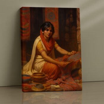 Weaver’s Grace artisan weaving canvas print with earthy tones and tools