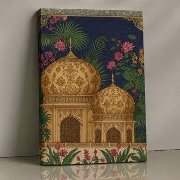 Golden Domes royal architecture canvas print with ornate floral motifs