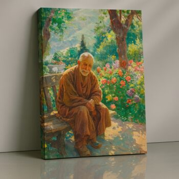 Garden Serenity canvas print with sage amid blossoms and greenery