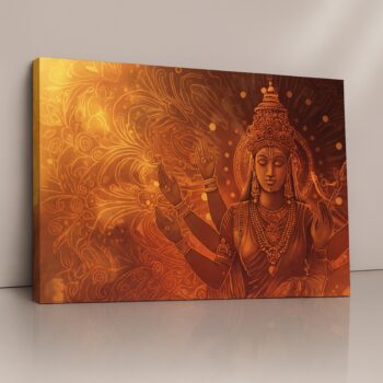 Lord Vishnu golden aura religious wall art canvas print.